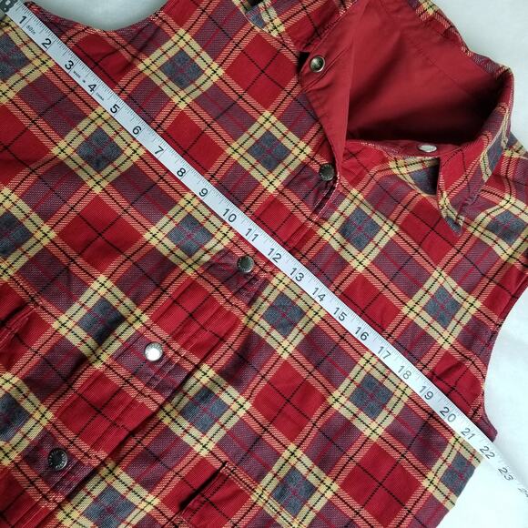 Liz Claiborne Reversible Snap Front Red Tan Corduroy Vest Excellent Size L - Picture 5 of 8